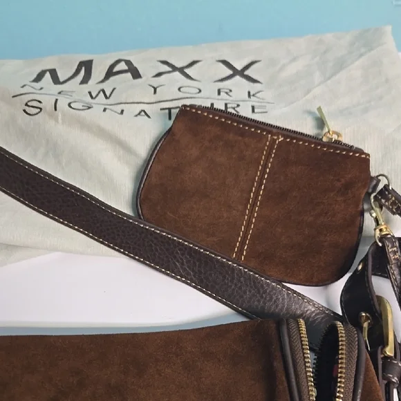 Maxx New York Brown Suede Crossbody Bag - Picture 3 of 6